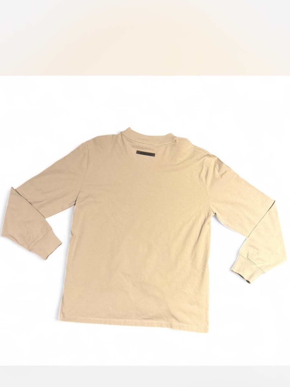 ESSENTIALS Men's Sand/Tan Long-Sleeve Logo Tee - Picture 2 of 3